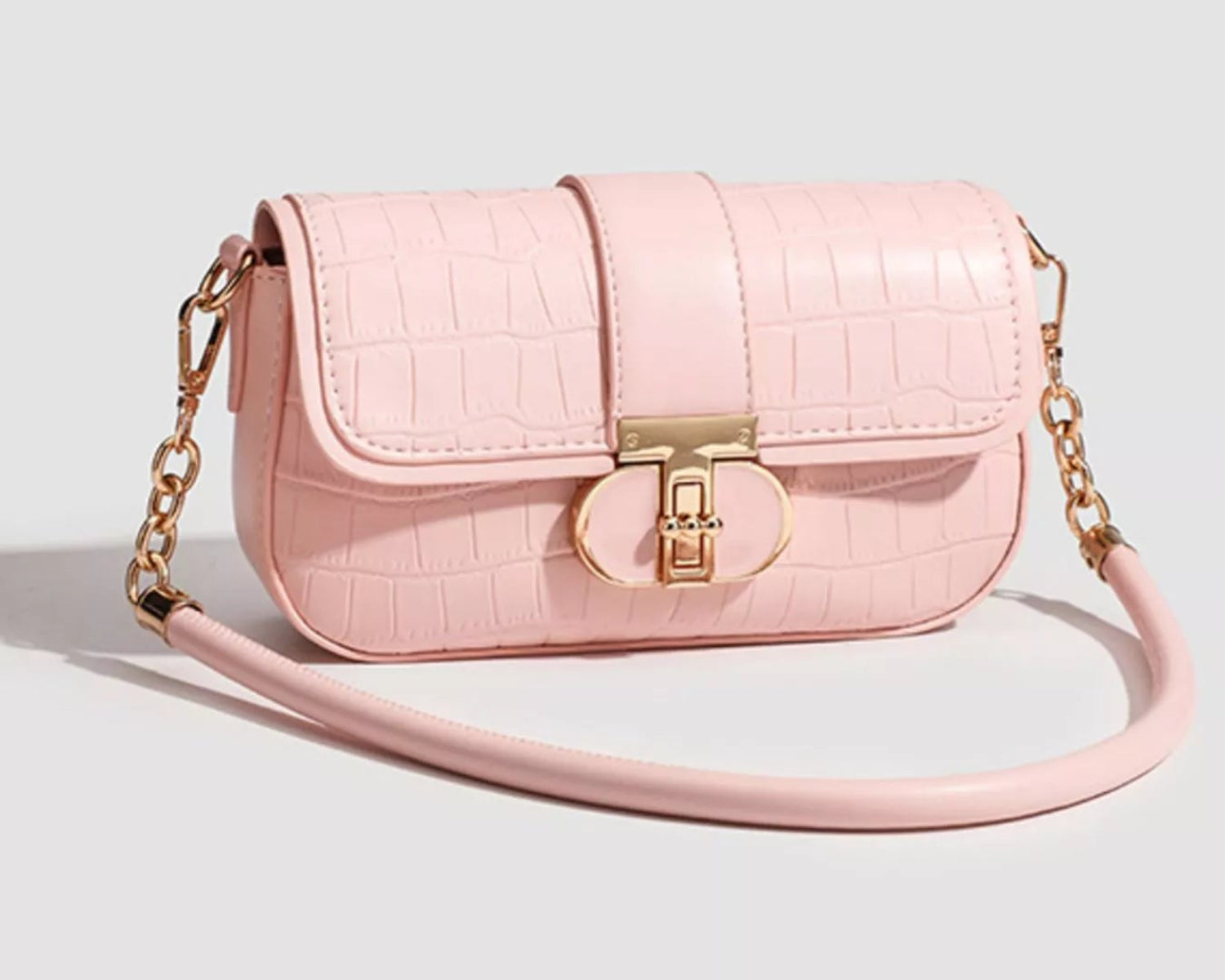 Textured Vegan Leather Flap Shoulder Bag