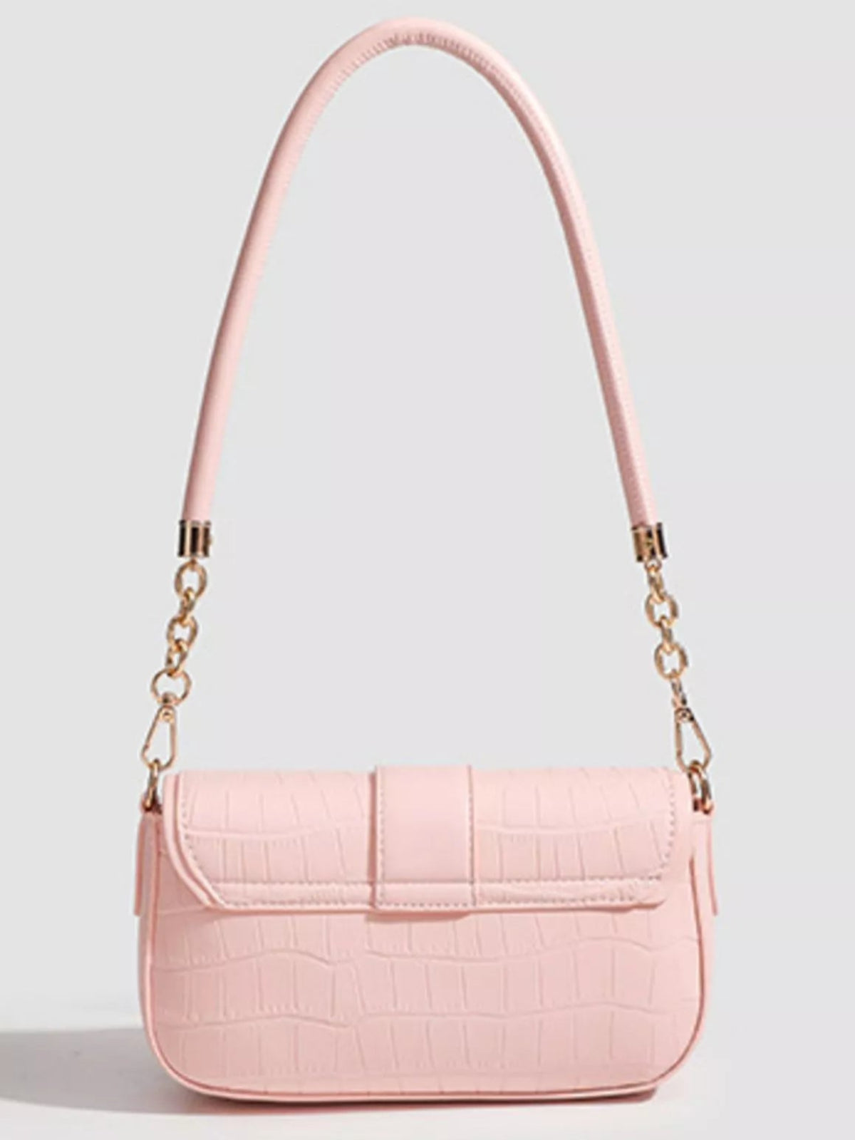 Textured Vegan Leather Flap Shoulder Bag