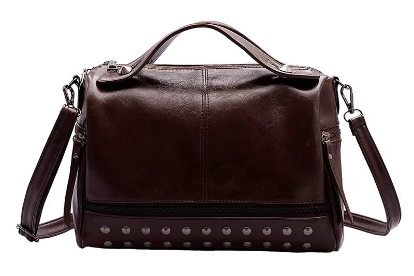 Top Handle High Quality Leather With Rivets Tote Shoulder Bag