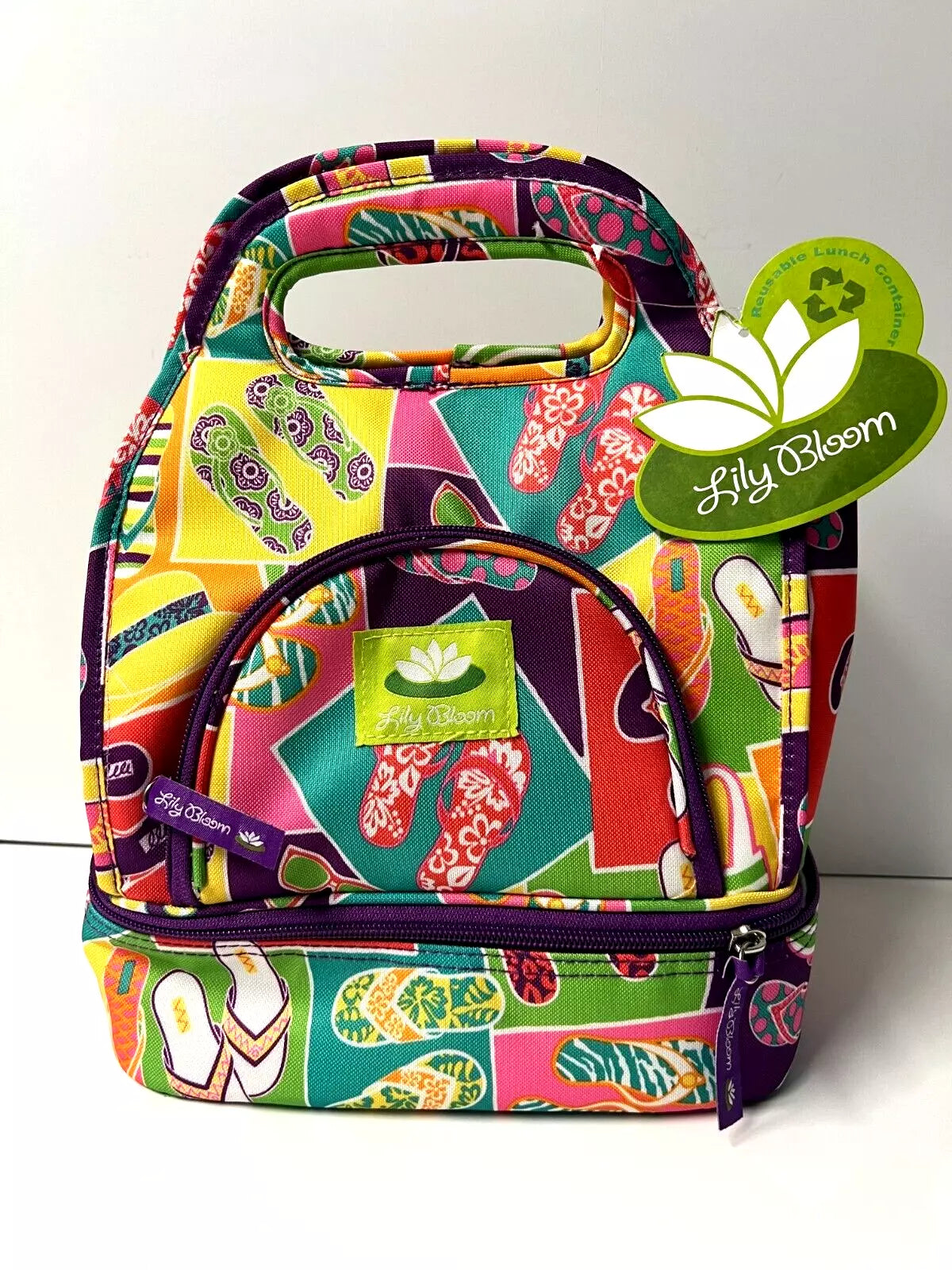 Top Handle Insulated Lunch Bag in Flip Flop Pattern | Lily Bloom