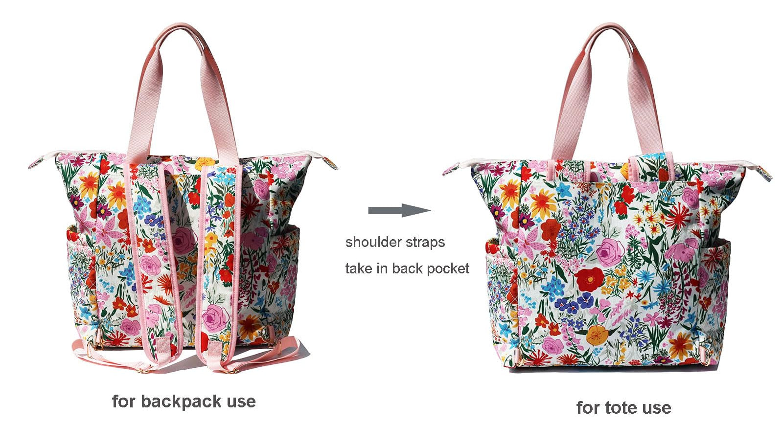 Tote Bag Backpack 2 in 1 for Multifunctional with Insulated Pockets