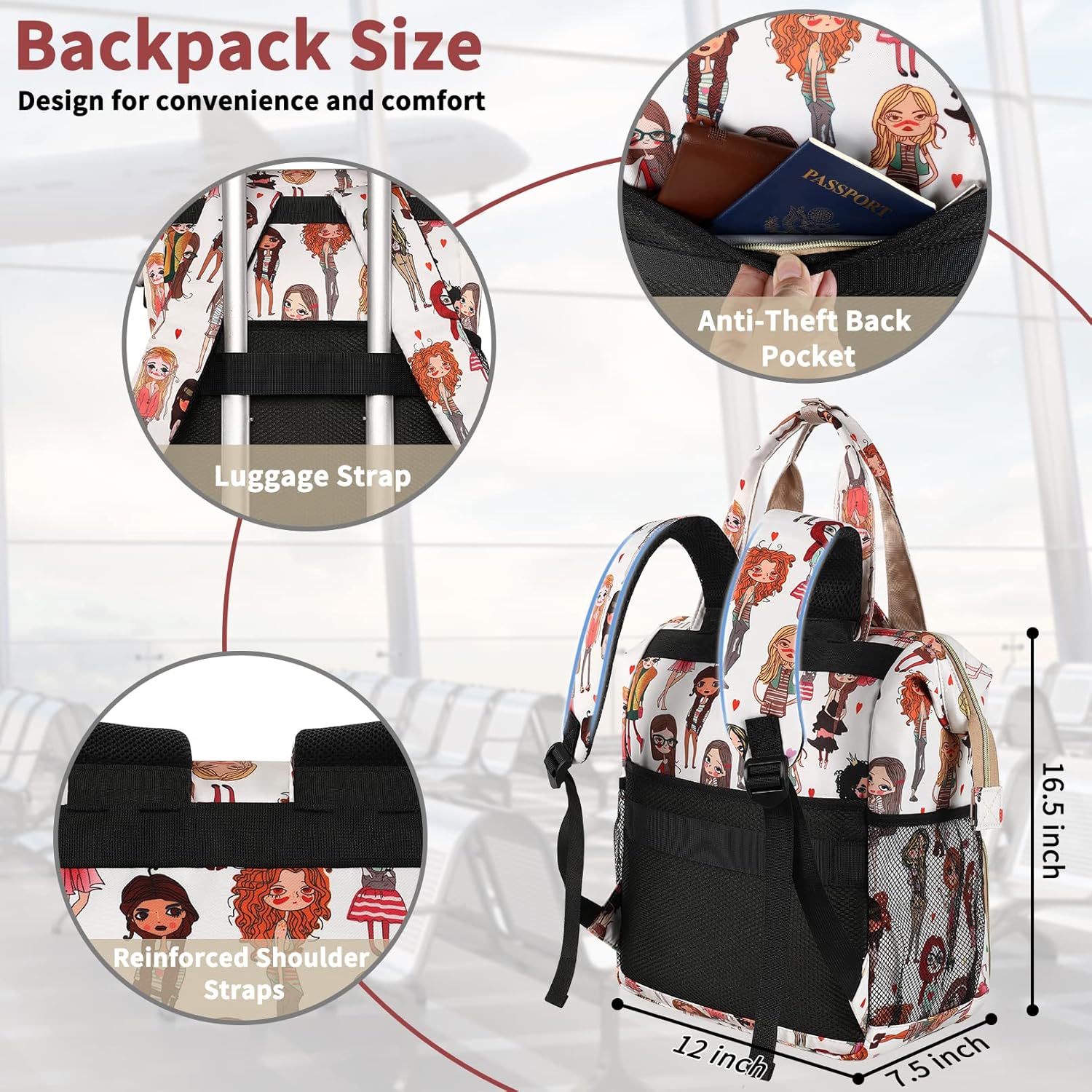 Travel USB Charging Port Water Resistant Laptop Backpack RF ID pocket - Lily Bloom Store