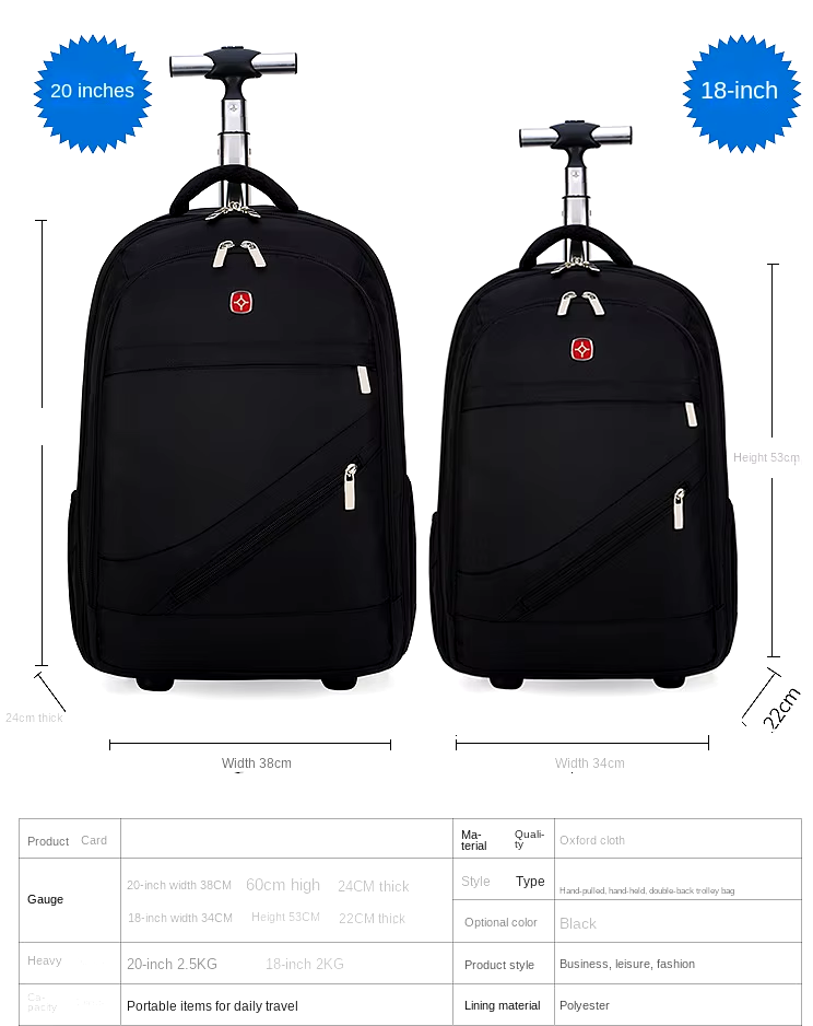 Travel Wheeled Backpack Large Rolling Waterproof Bag - Lily Bloom Store