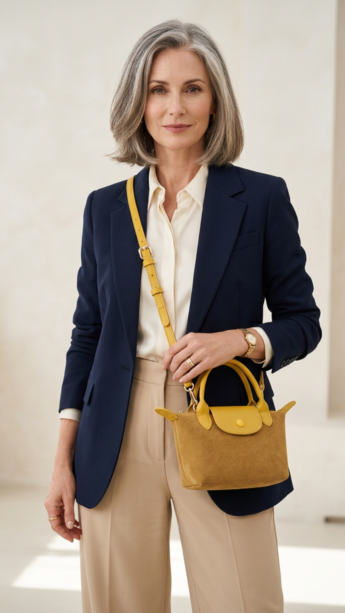 Two-Tone Suede Crossbody Bag with Top Handles