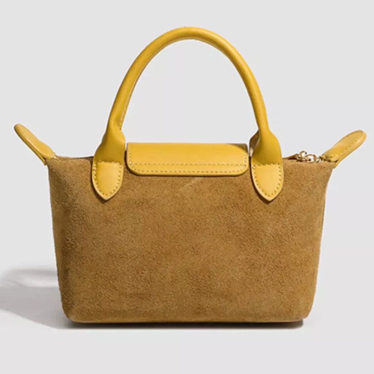 Two-Tone Suede Crossbody Bag with Top Handles
