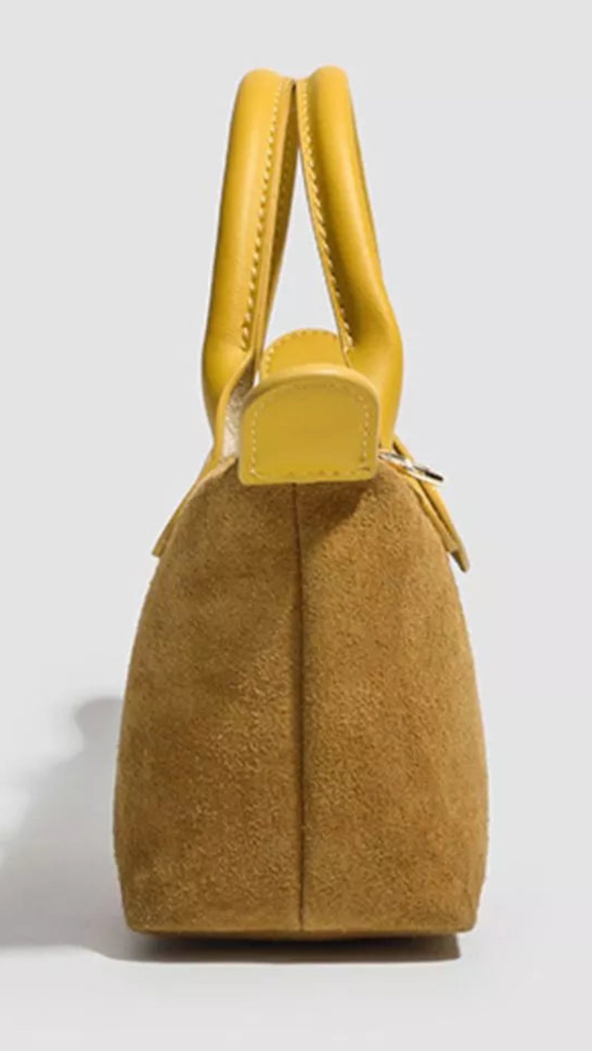 Two-Tone Suede Crossbody Bag with Top Handles