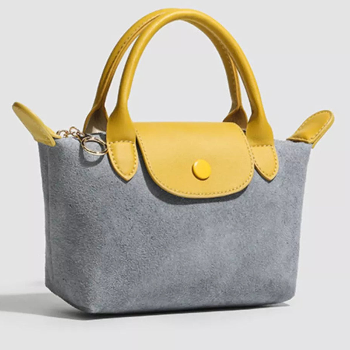 Two-Tone Suede Crossbody Bag with Top Handles