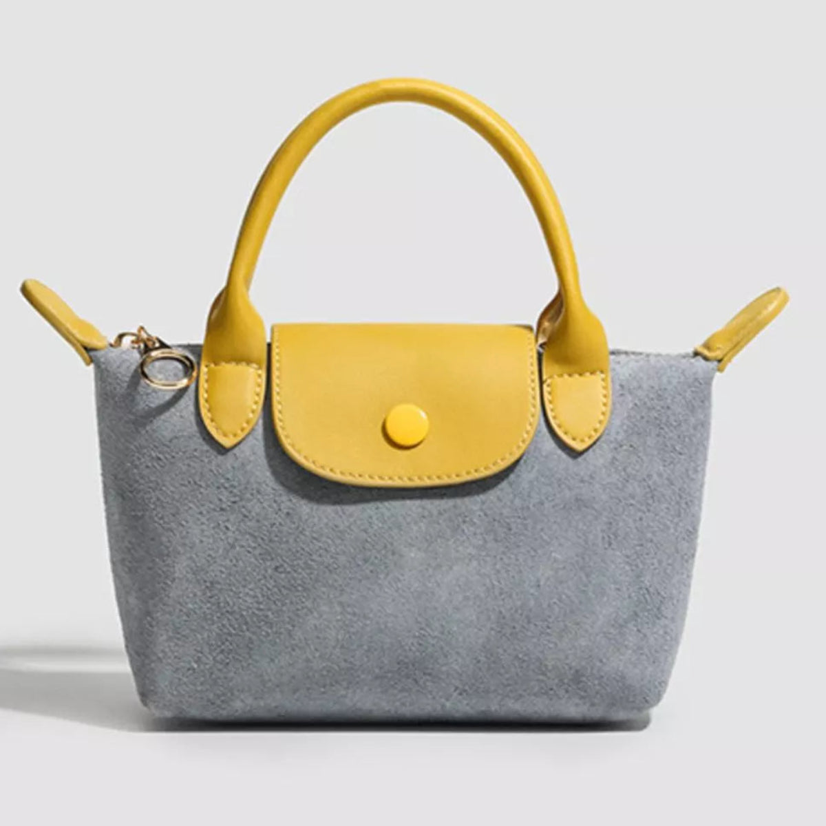 Two-Tone Suede Crossbody Bag with Top Handles
