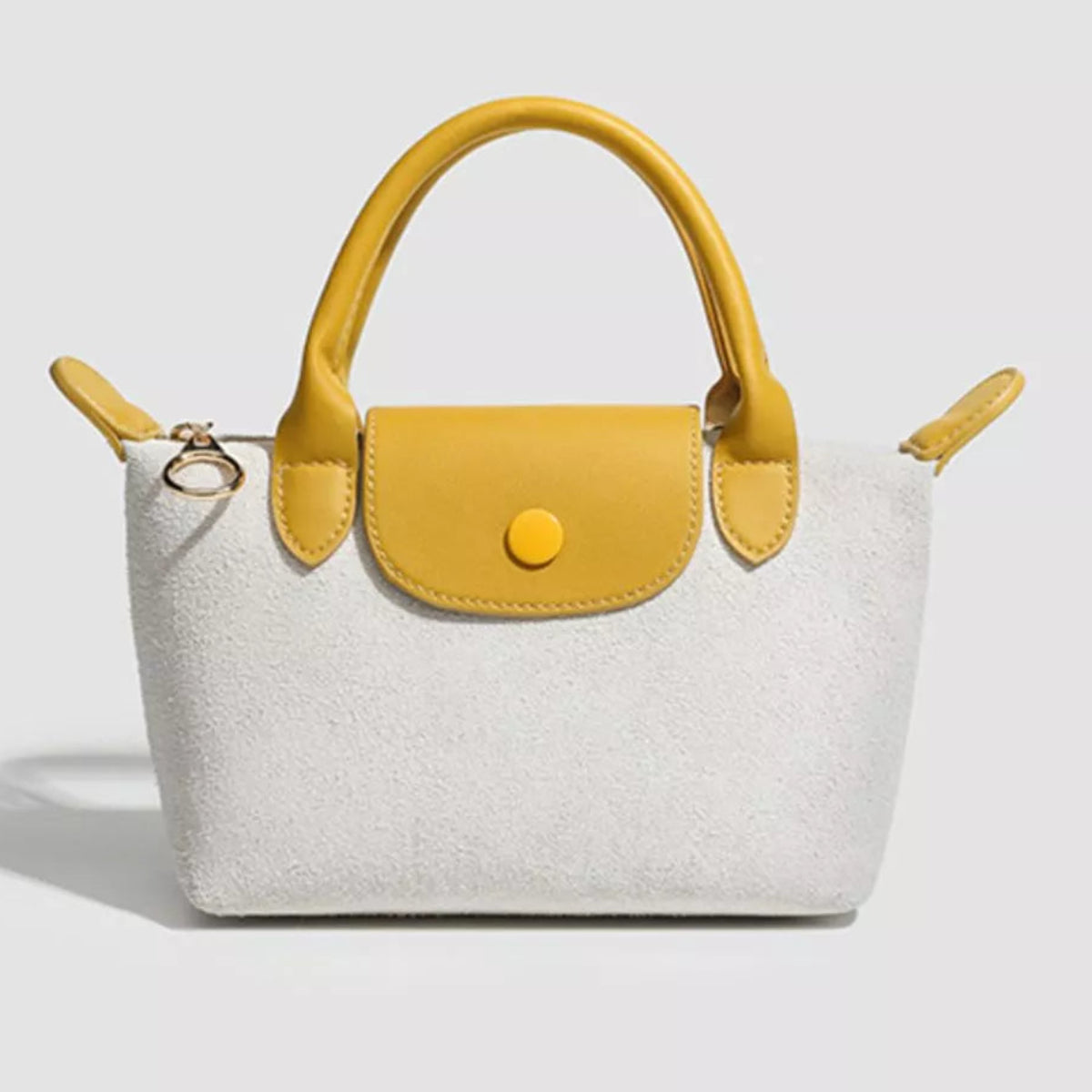 Two-Tone Suede Crossbody Bag with Top Handles