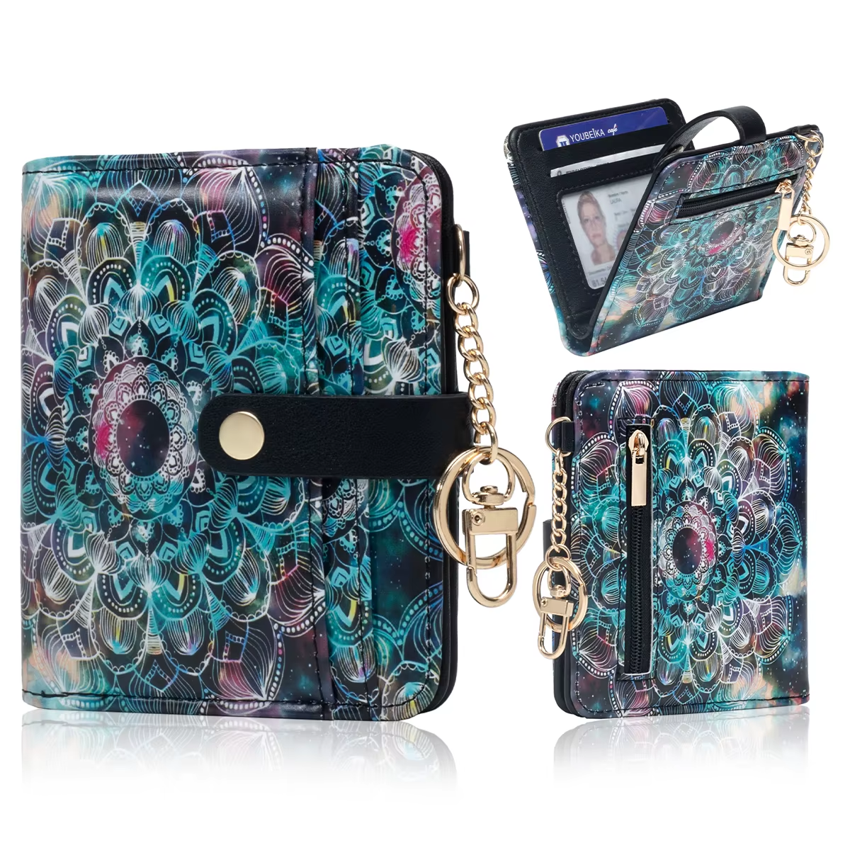 Black Cat Flower Pattern RFID Wallet