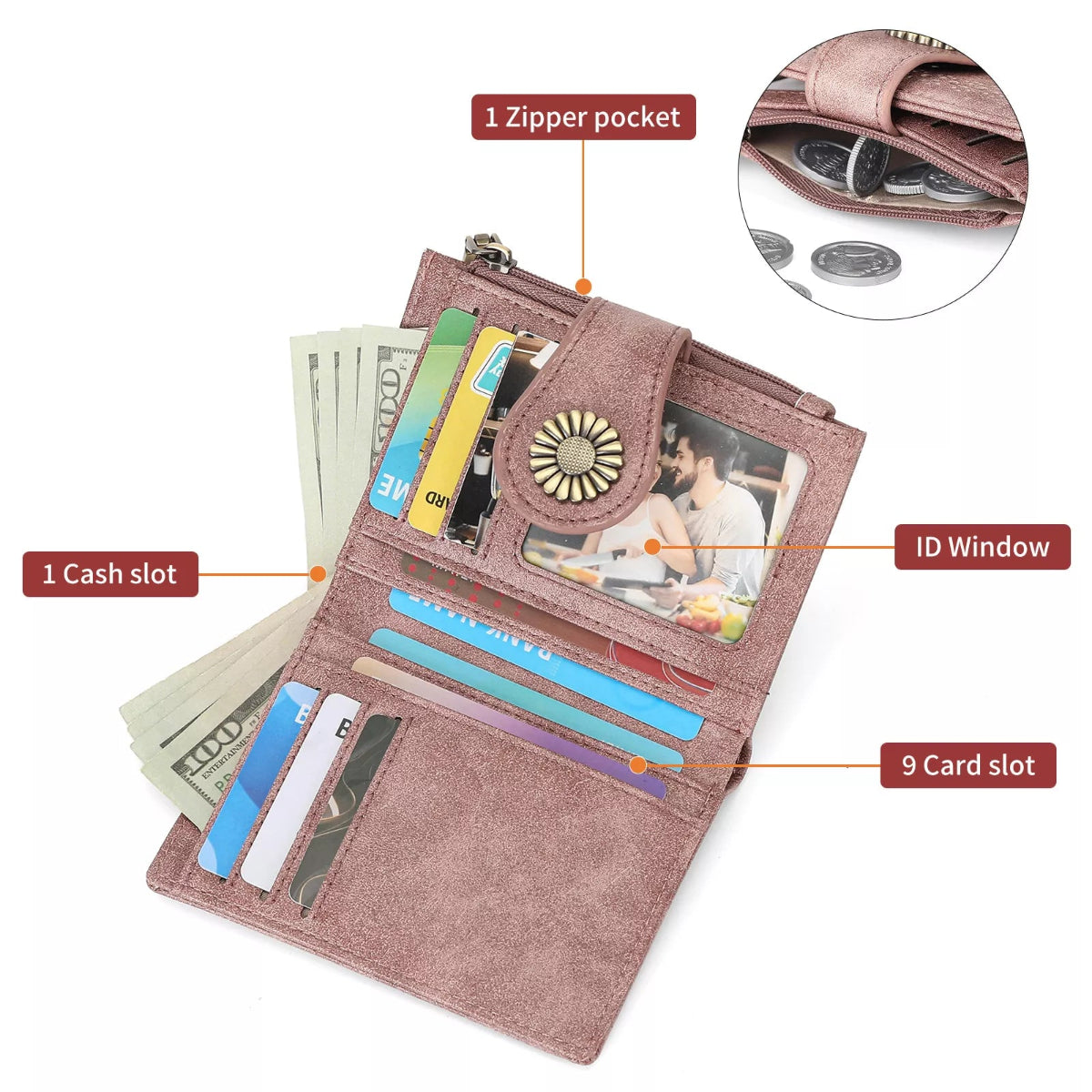 Vegan Leather Bifold Wallet