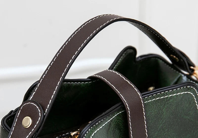 Vegan Leather Bucket Shoulder Crossbody Zipper Bag