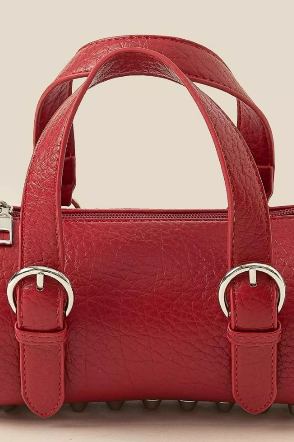Vegan Leather Buckle Strap Cylinder Hand Bag | Lily Bloom