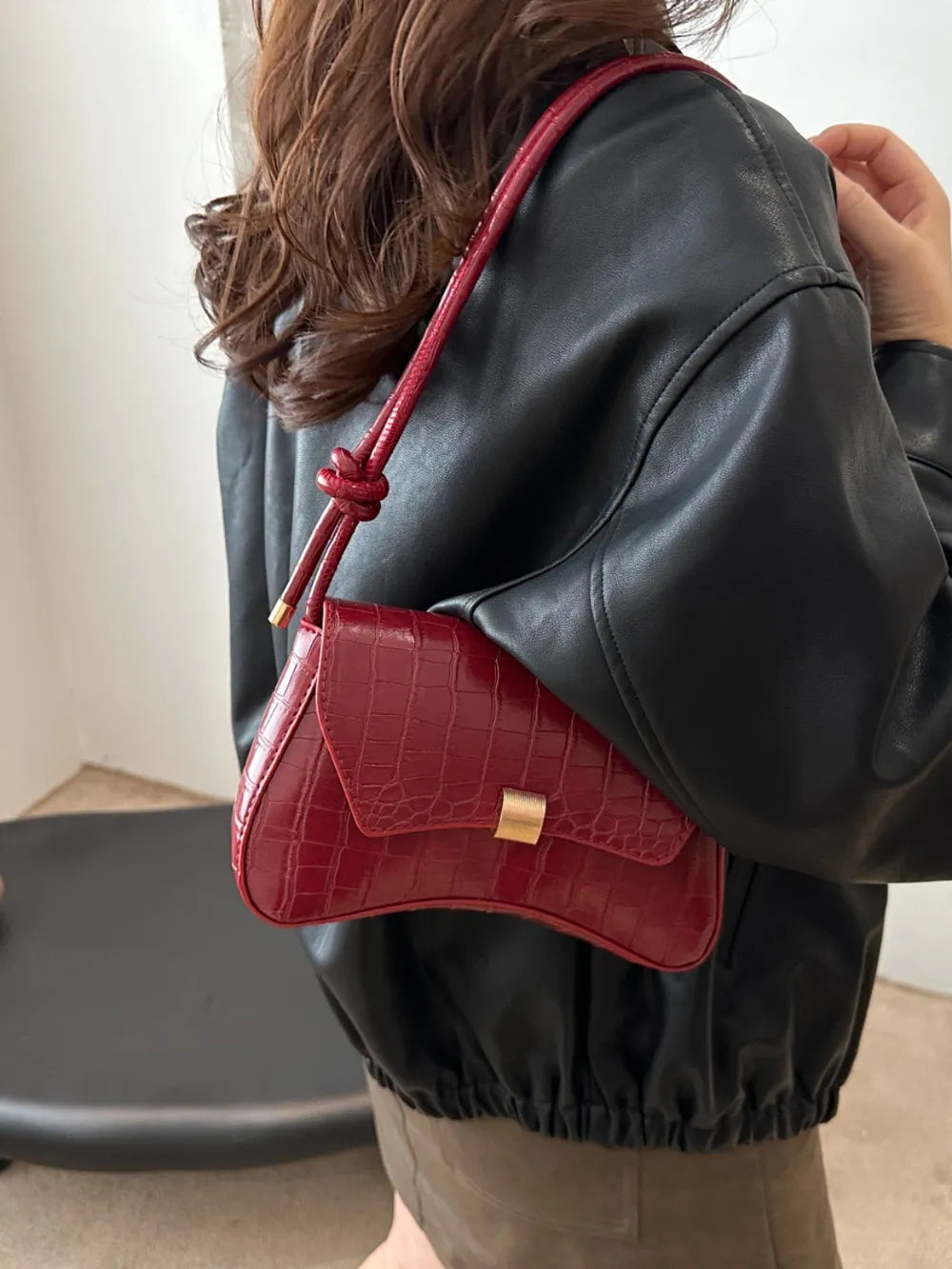 Vegan Leather Texture Crossbody Bag | Lily Bloom