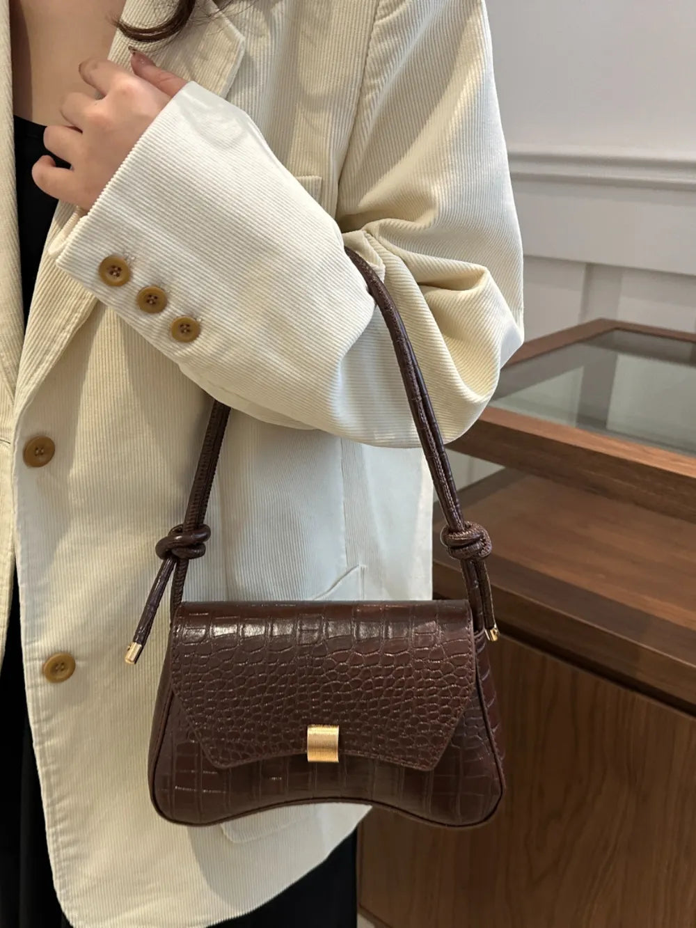 Vegan Leather Texture Crossbody Bag | Lily Bloom