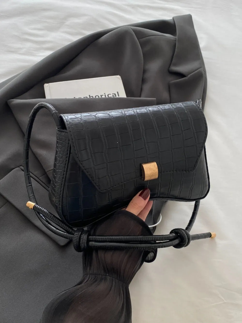 Vegan Leather Texture Crossbody Bag | Lily Bloom