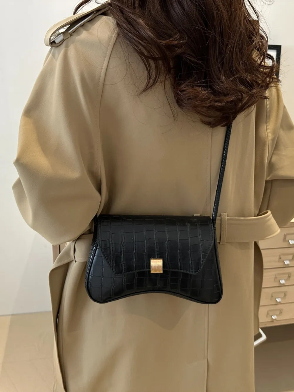 Vegan Leather Texture Crossbody Bag | Lily Bloom