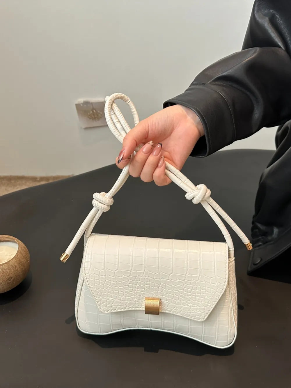 Vegan Leather Texture Crossbody Bag | Lily Bloom