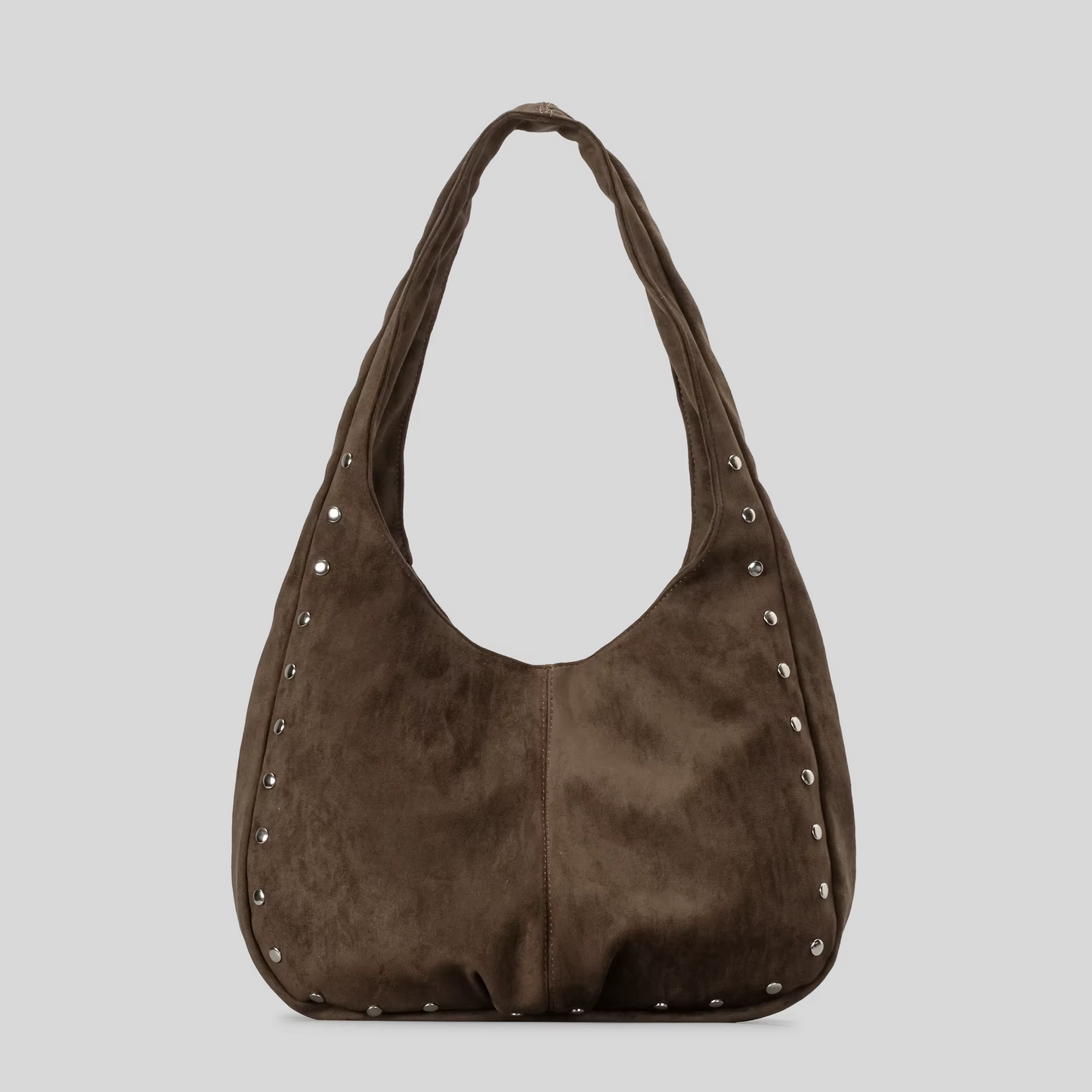 Vegan Suede Studded Trim Hobo Bag | Lily Bloom