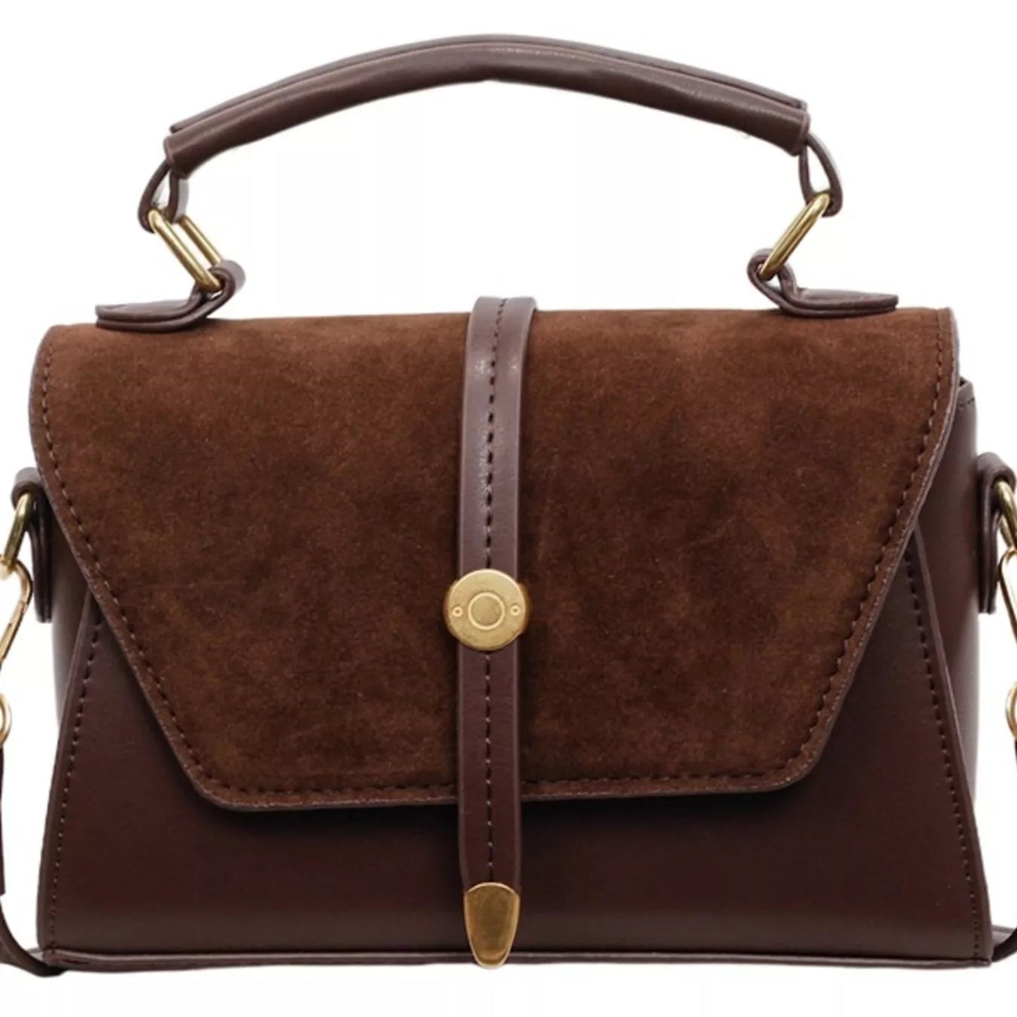 Vintage Suede Flap Crossbody Bag