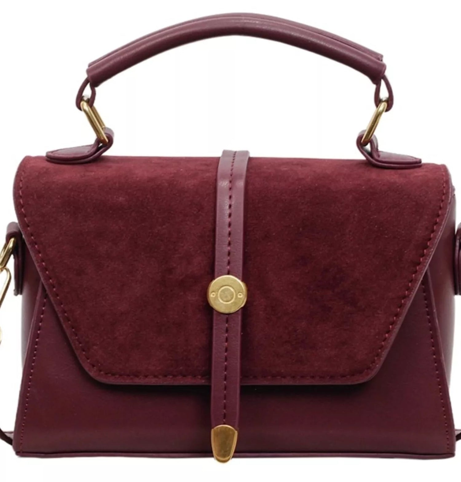Vintage Suede Flap Crossbody Bag