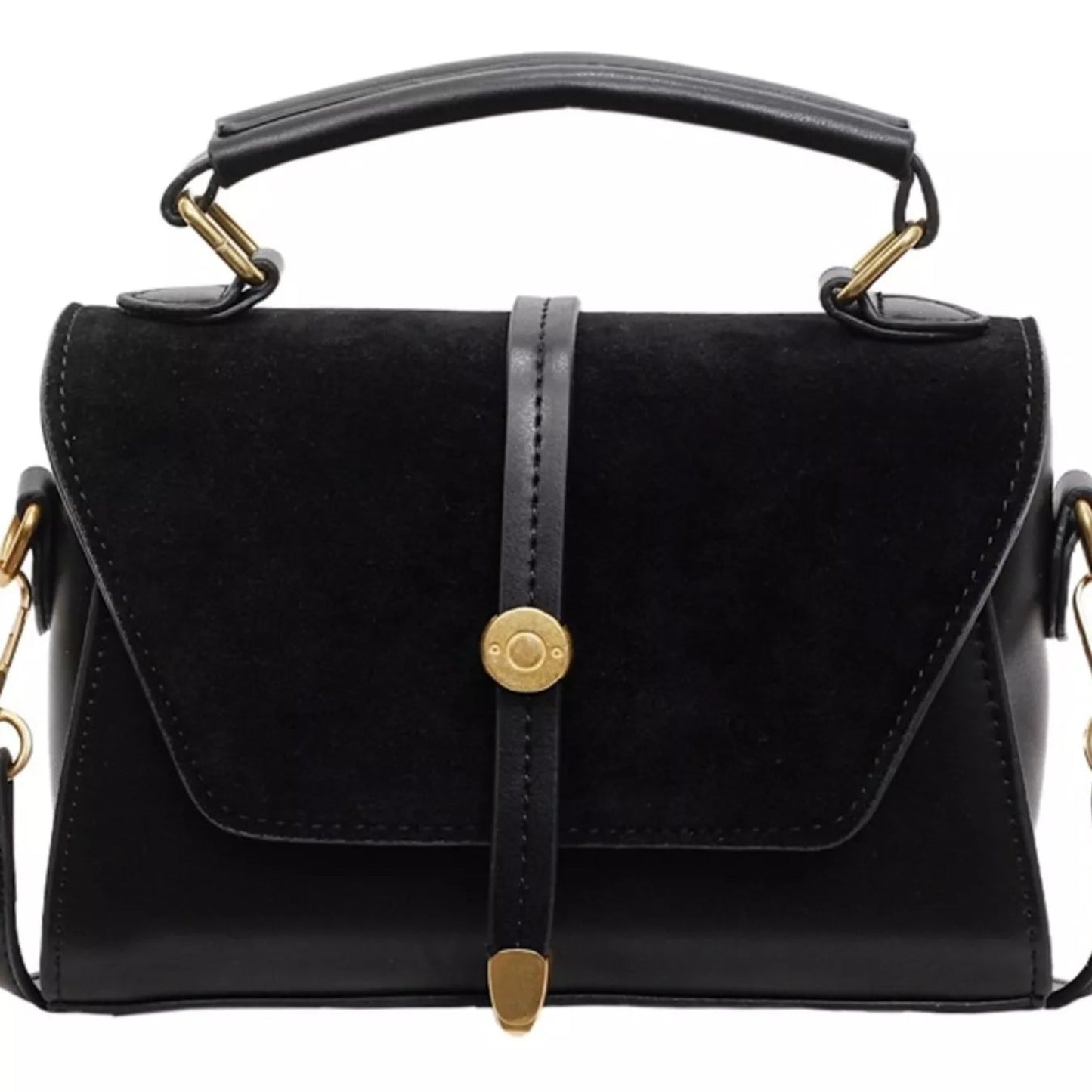 Vintage Suede Flap Crossbody Bag