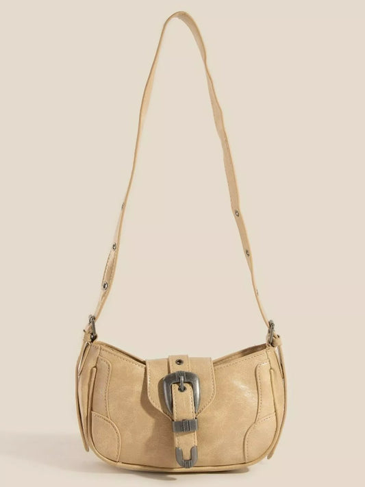 Western Buckle Accent Multi Panel Shoulder Bag | Lily Bloom