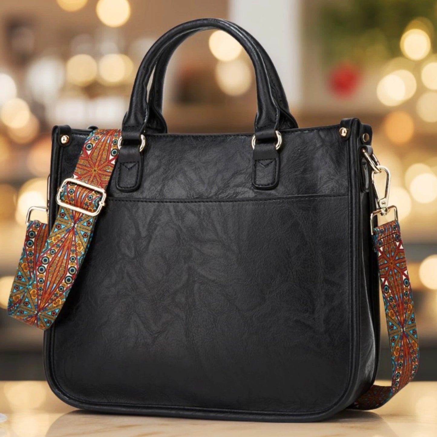 Wide Shoulder Straps, Cute Vegan Leather Handbag Purse