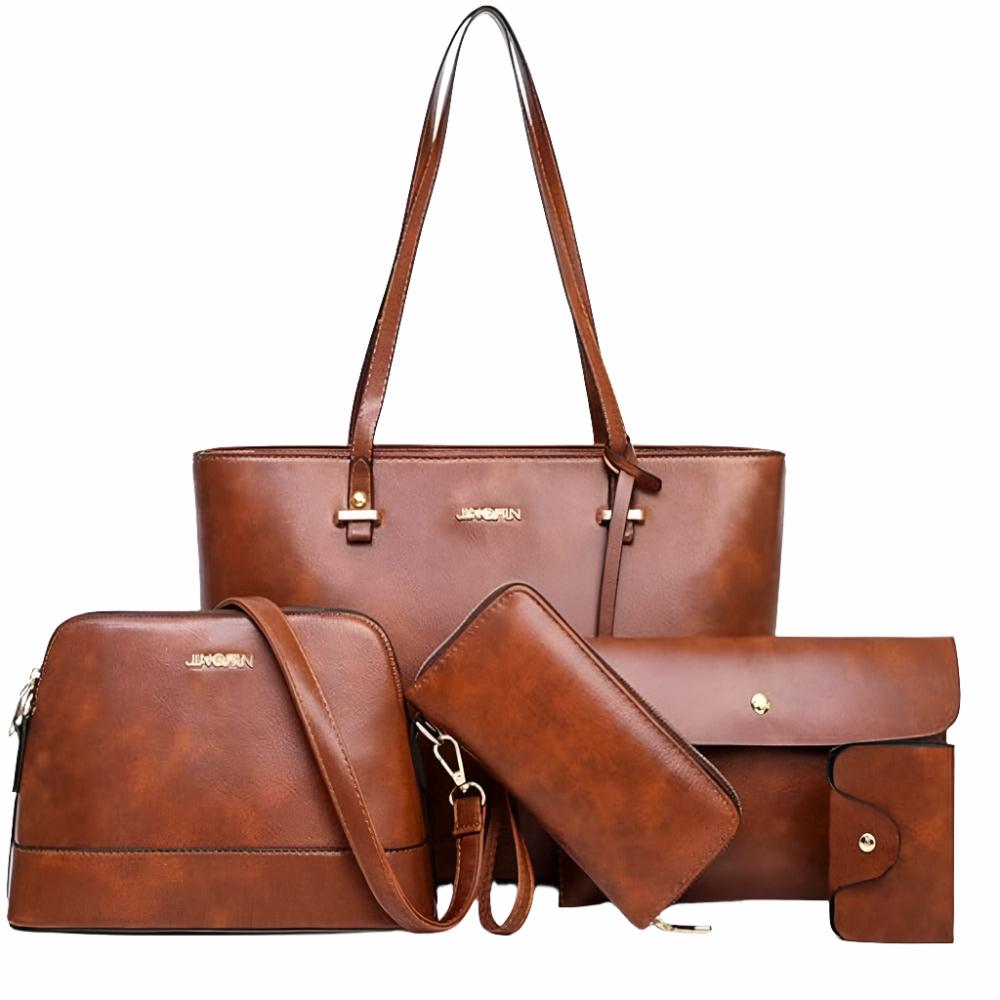 Women Handbag Tote Shoulder Bag Top Handle Satchel Purse Set 5 pcs - Lily Bloom Store
