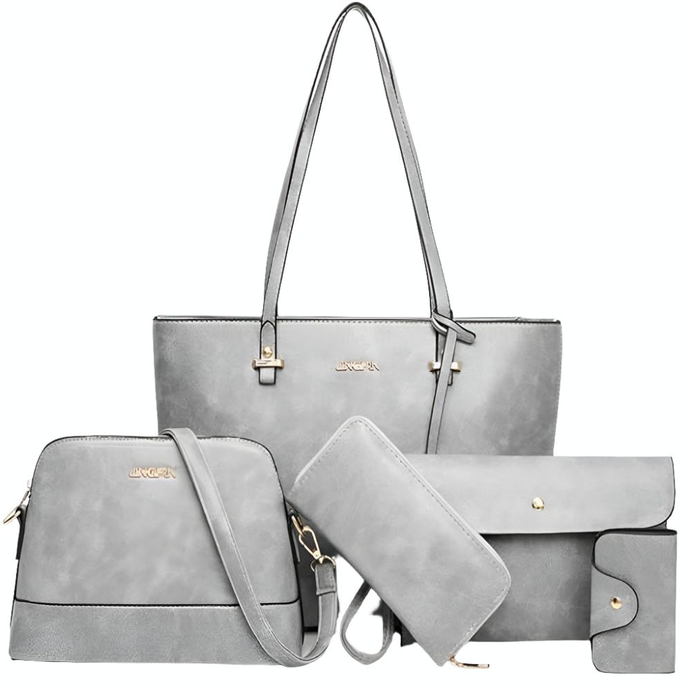 Women Handbag Tote Shoulder Bag Top Handle Satchel Purse Set 5 pcs - Lily Bloom Store