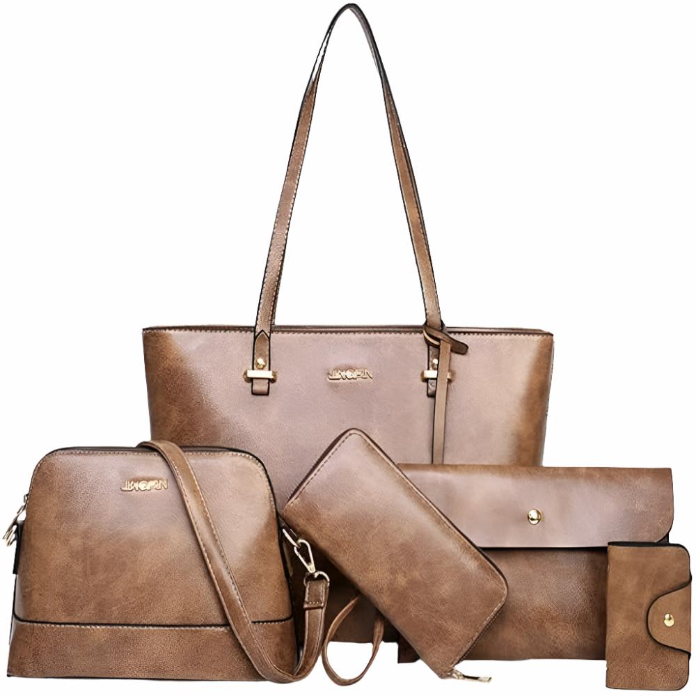 Women Handbag Tote Shoulder Bag Top Handle Satchel Purse Set 5 pcs - Lily Bloom Store