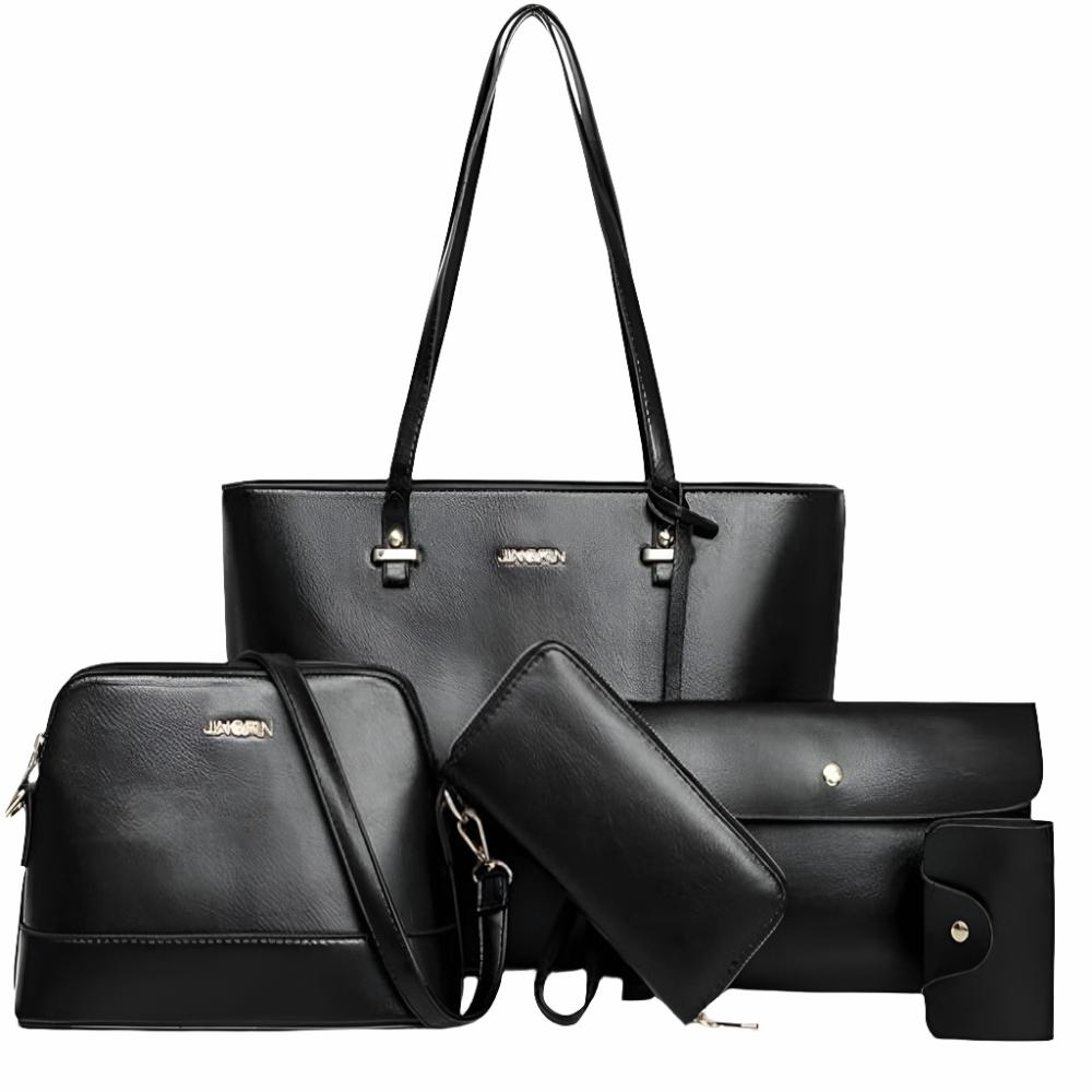 Women Handbag Tote Shoulder Bag Top Handle Satchel Purse Set 5 pcs - Lily Bloom Store