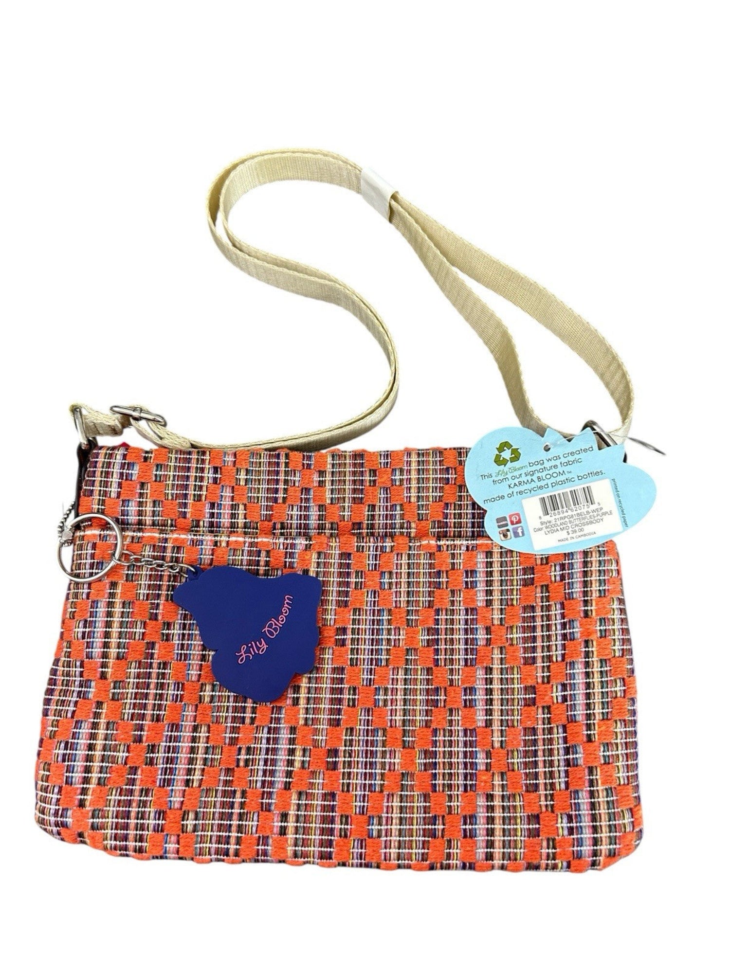 Woodland Butterfly Flowers Plaid Crossbody Bag