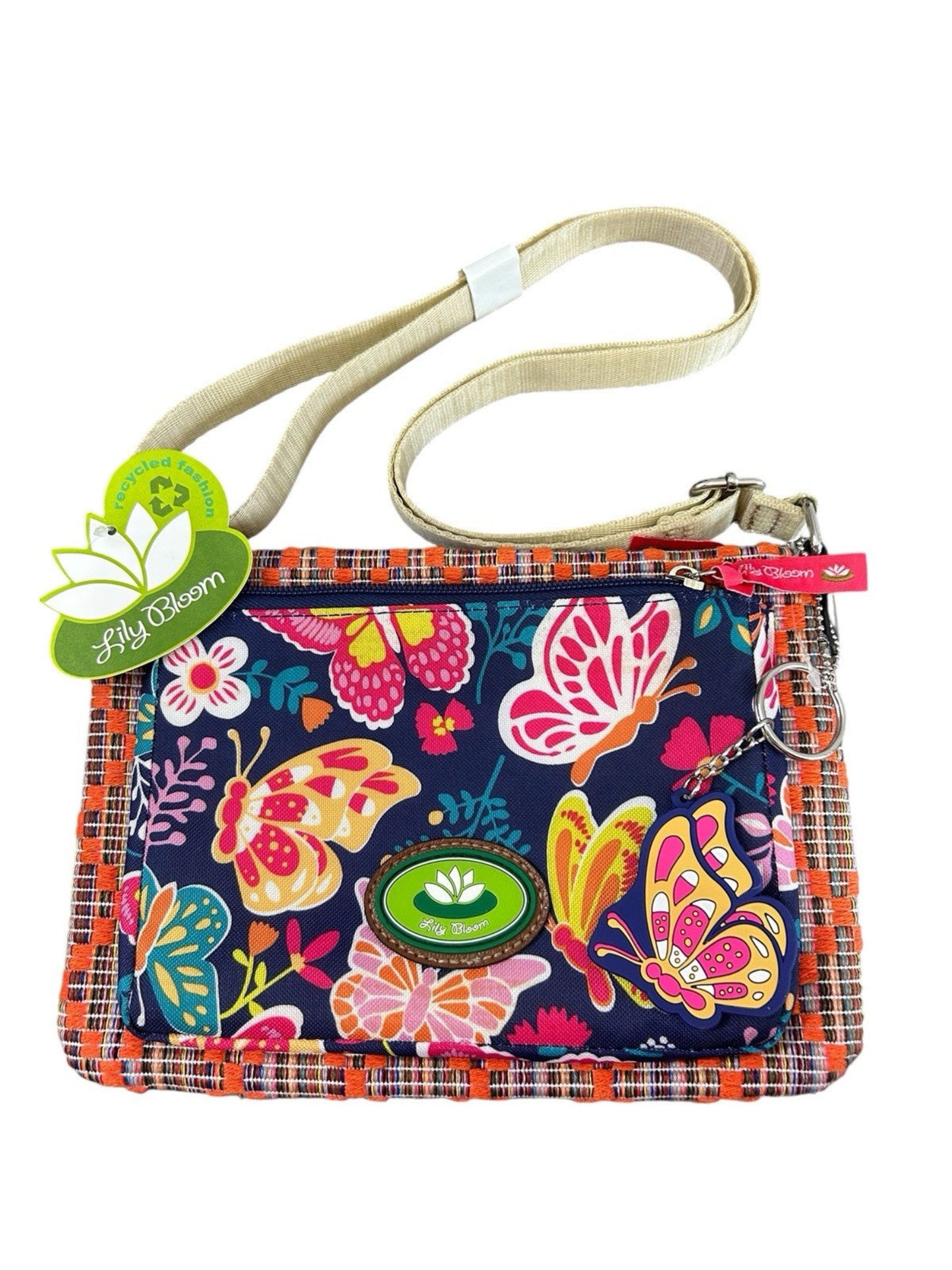 Woodland Butterfly Flowers Plaid Crossbody Bag
