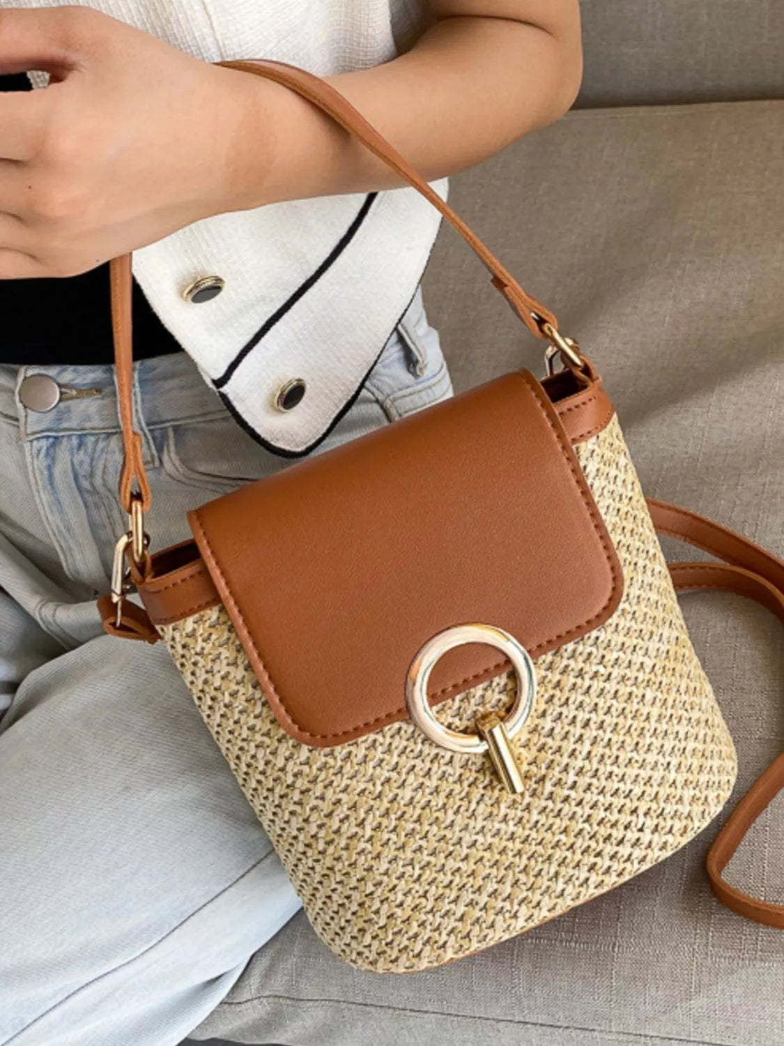 Woven Straw Crossbody Bag | Lily Bloom