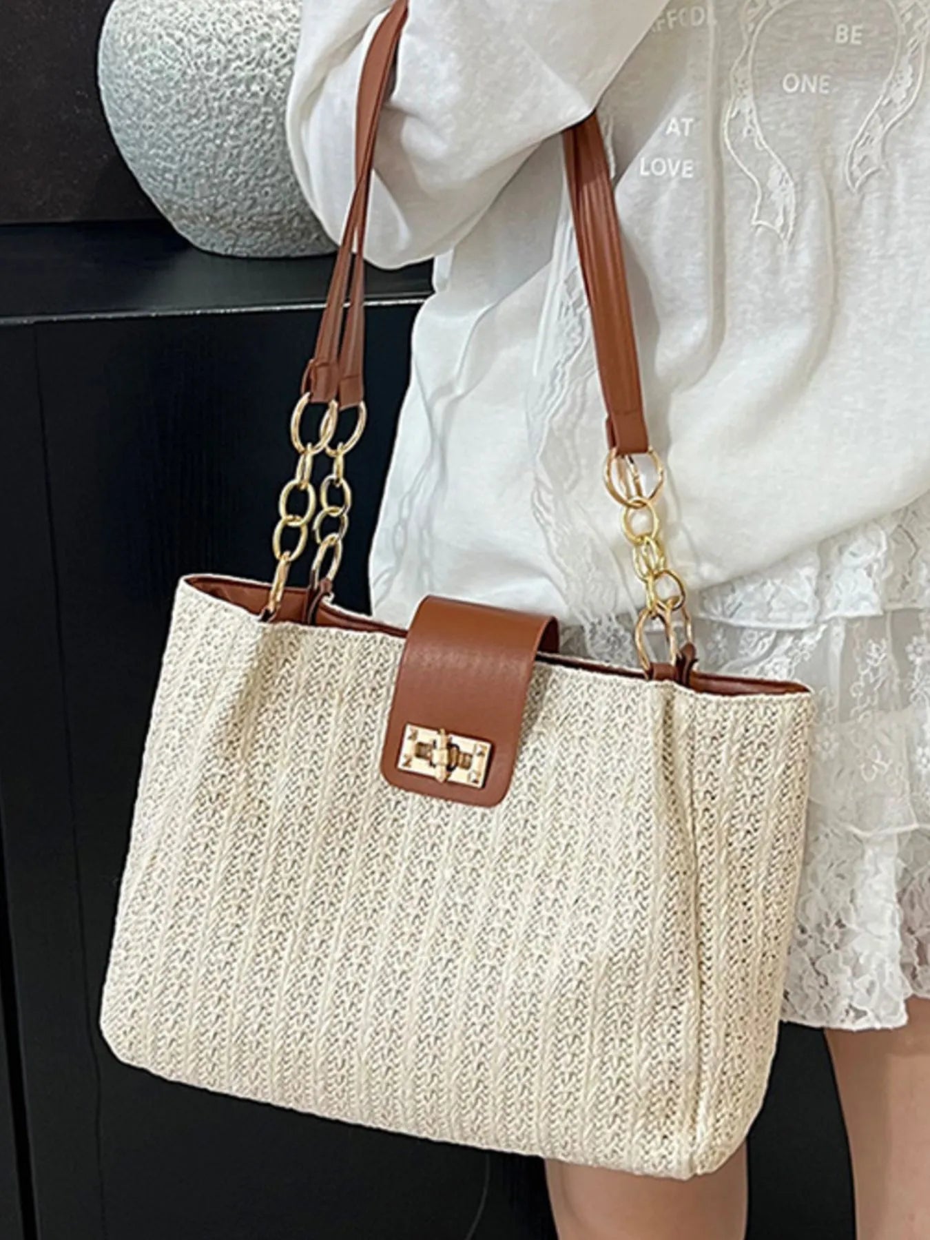 Woven Straw Shoulder Bag | Lily Bloom