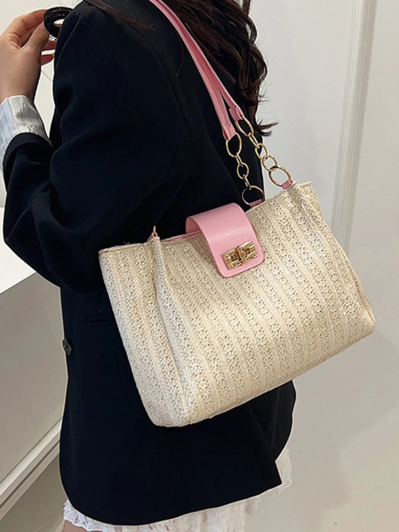 Woven Straw Shoulder Bag | Lily Bloom
