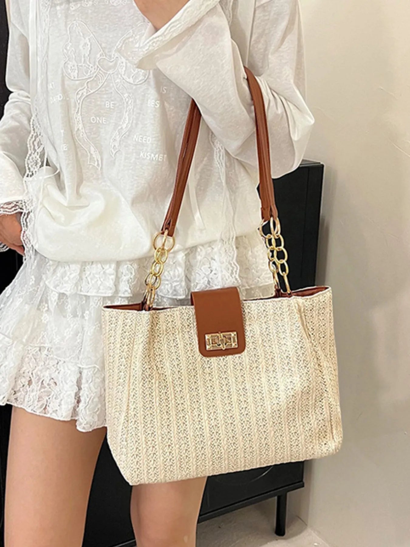 Woven Straw Shoulder Bag | Lily Bloom