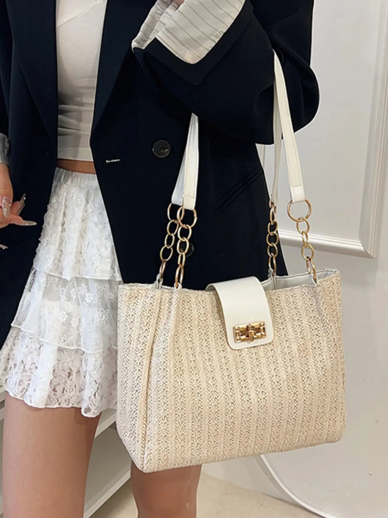 Woven Straw Shoulder Bag | Lily Bloom