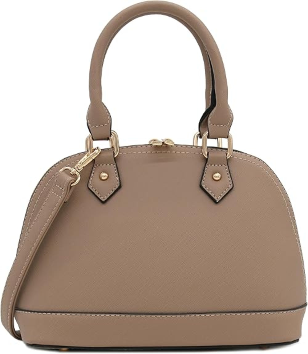 Zip-Around Classic Dome Saffiano Leather Satchel