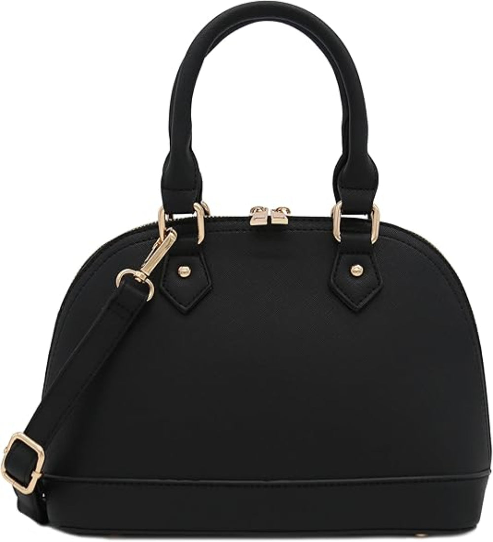 Zip-Around Classic Dome Saffiano Leather Satchel
