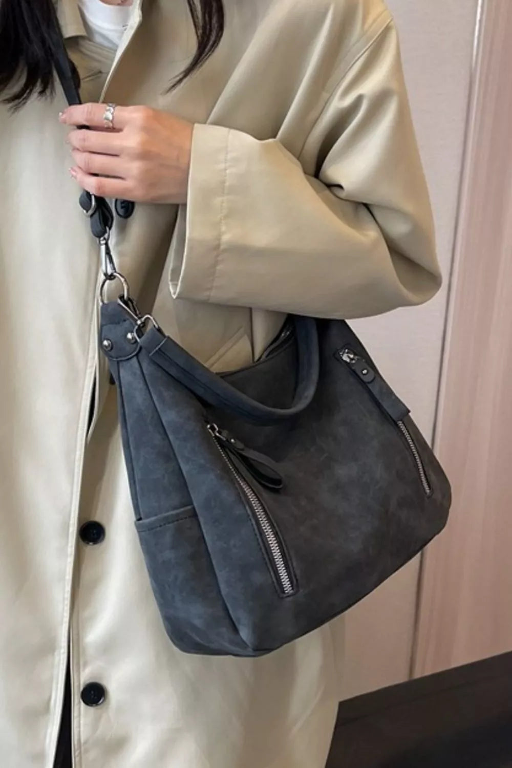 Zipper Details Adjustable Strap Crossbody Bag | Lily Bloom