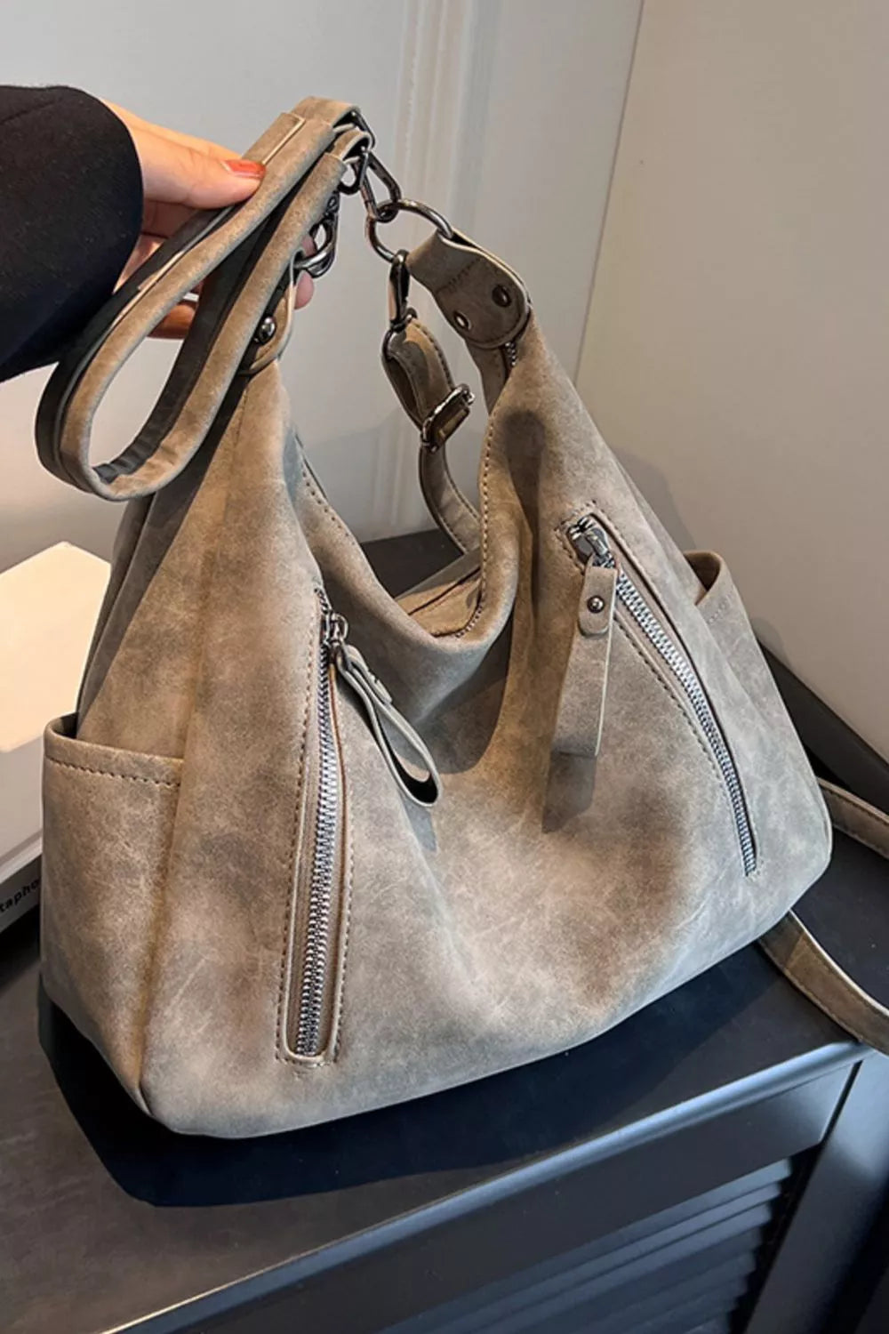 Zipper Details Adjustable Strap Crossbody Bag | Lily Bloom