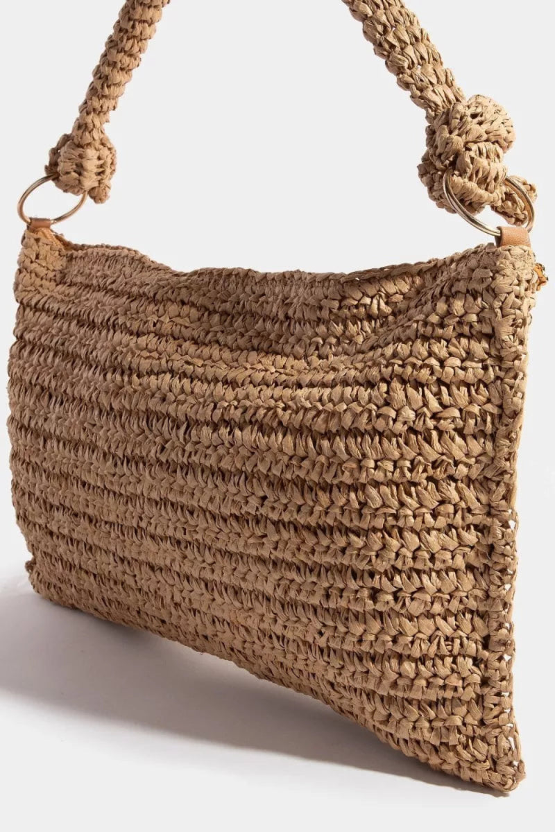 Braided Handle Rectangular Straw Hand Bag - Lily Bloom