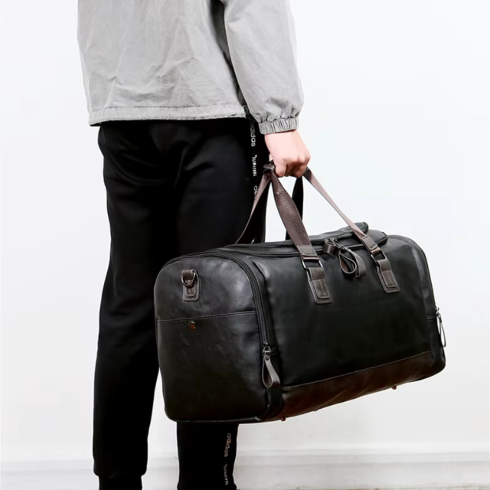 Large Capacity Leather Travel Backpack