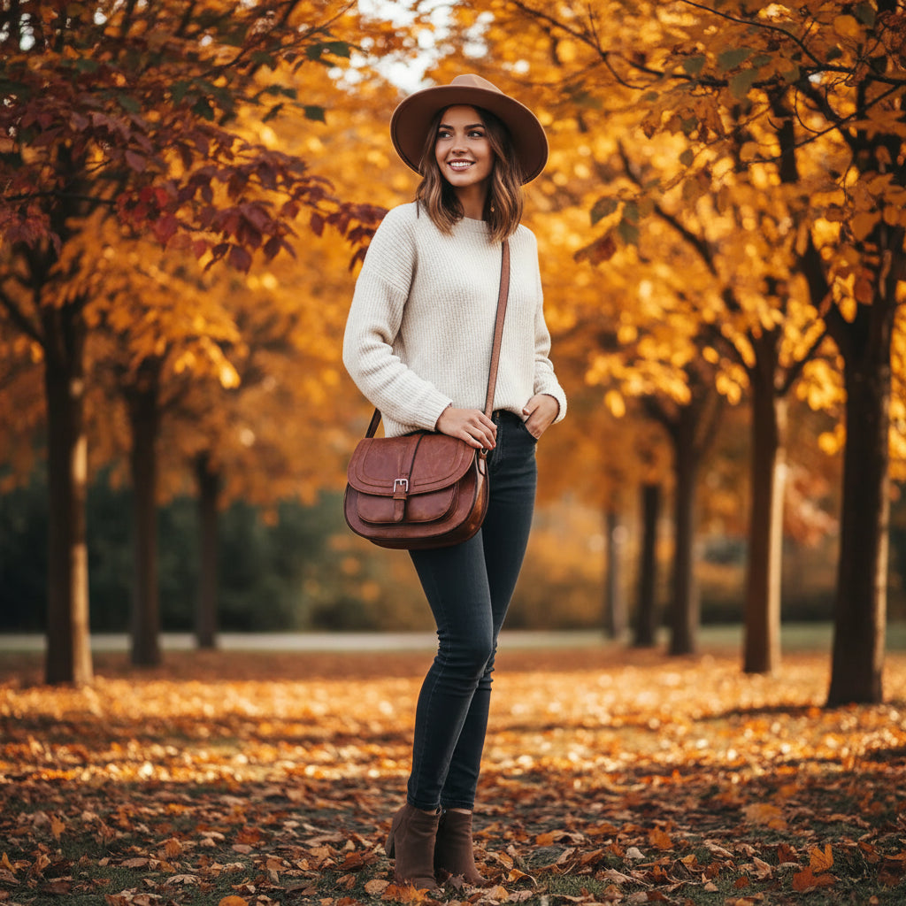 Buckle Leather Crossbody Bag - Lily Bloom