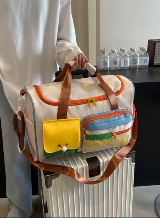 Color Block Multi - Pockets Travel Bag - Lily Bloom