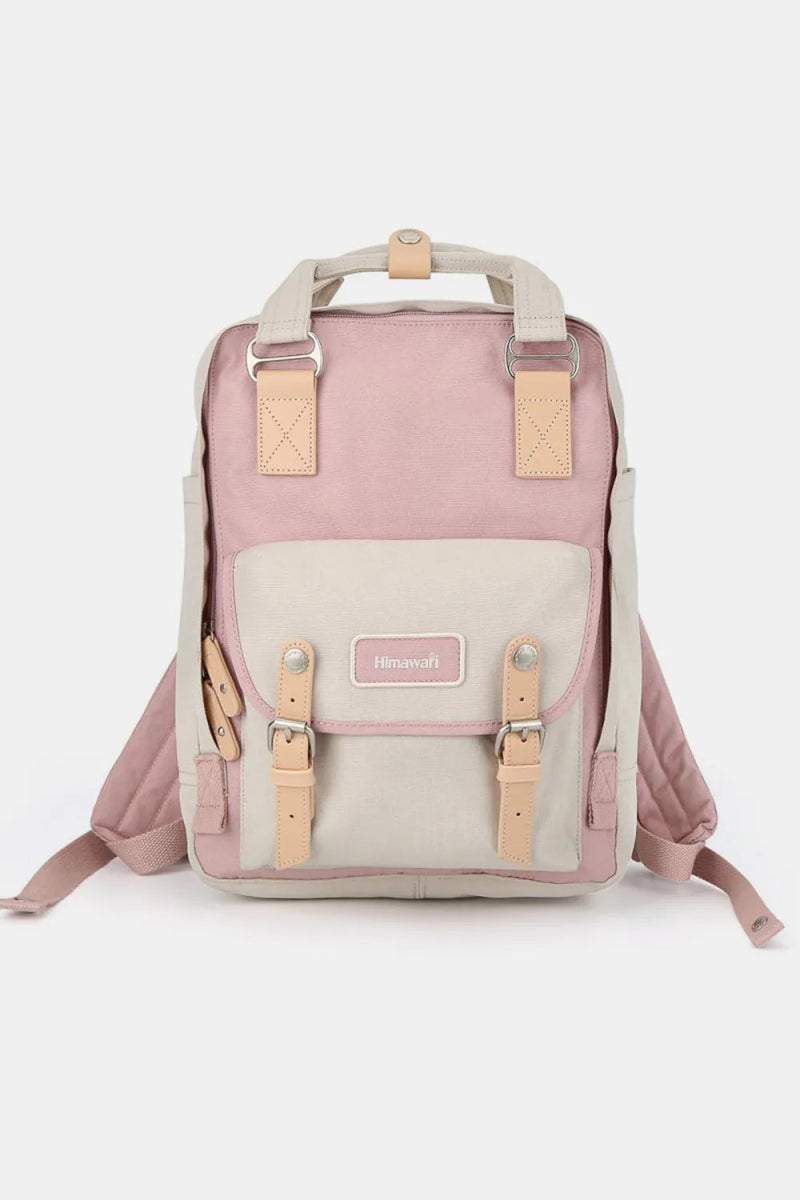 Contrast Water and Scratch - Resistant Nylon Backpack Bag - Lily Bloom