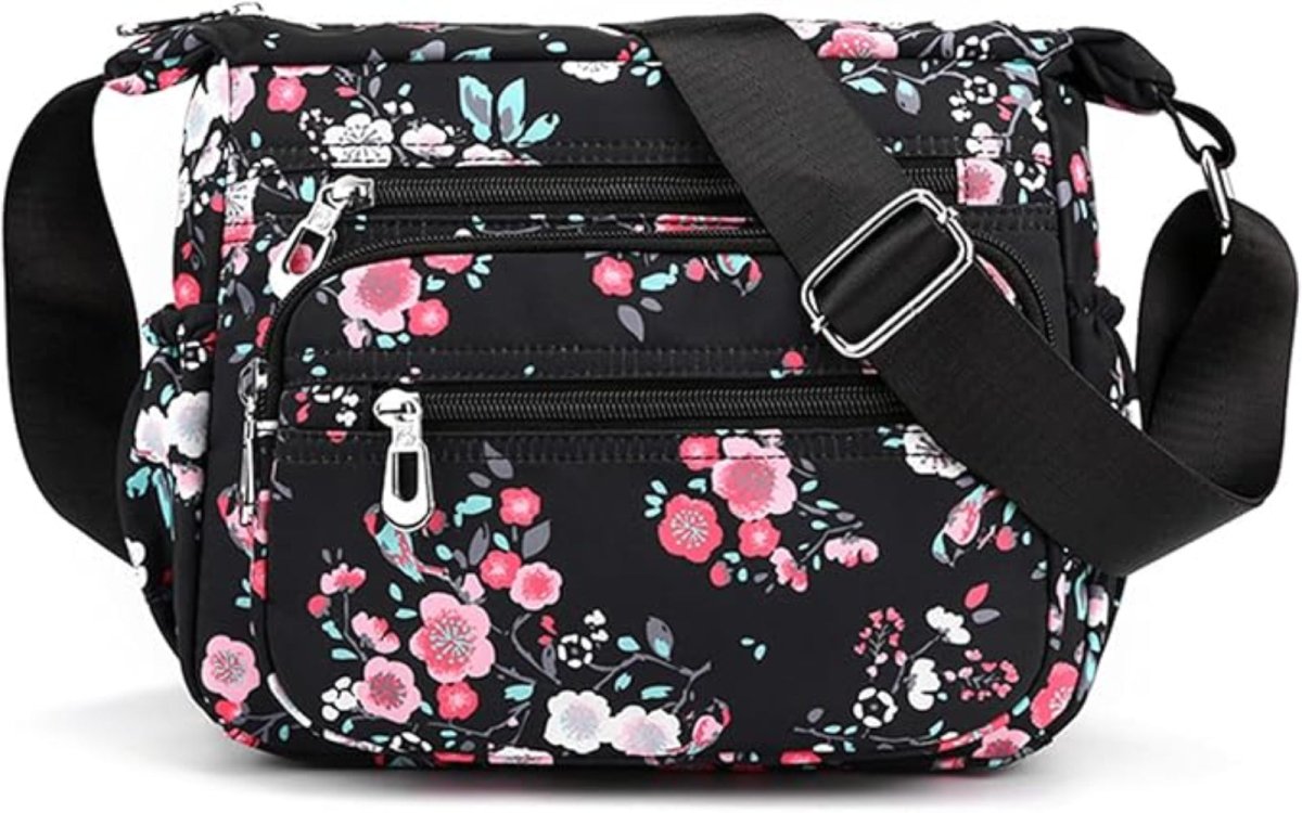 Crossbody Bag Satchel Purse with Multi Zipper Pockets - Lily Bloom