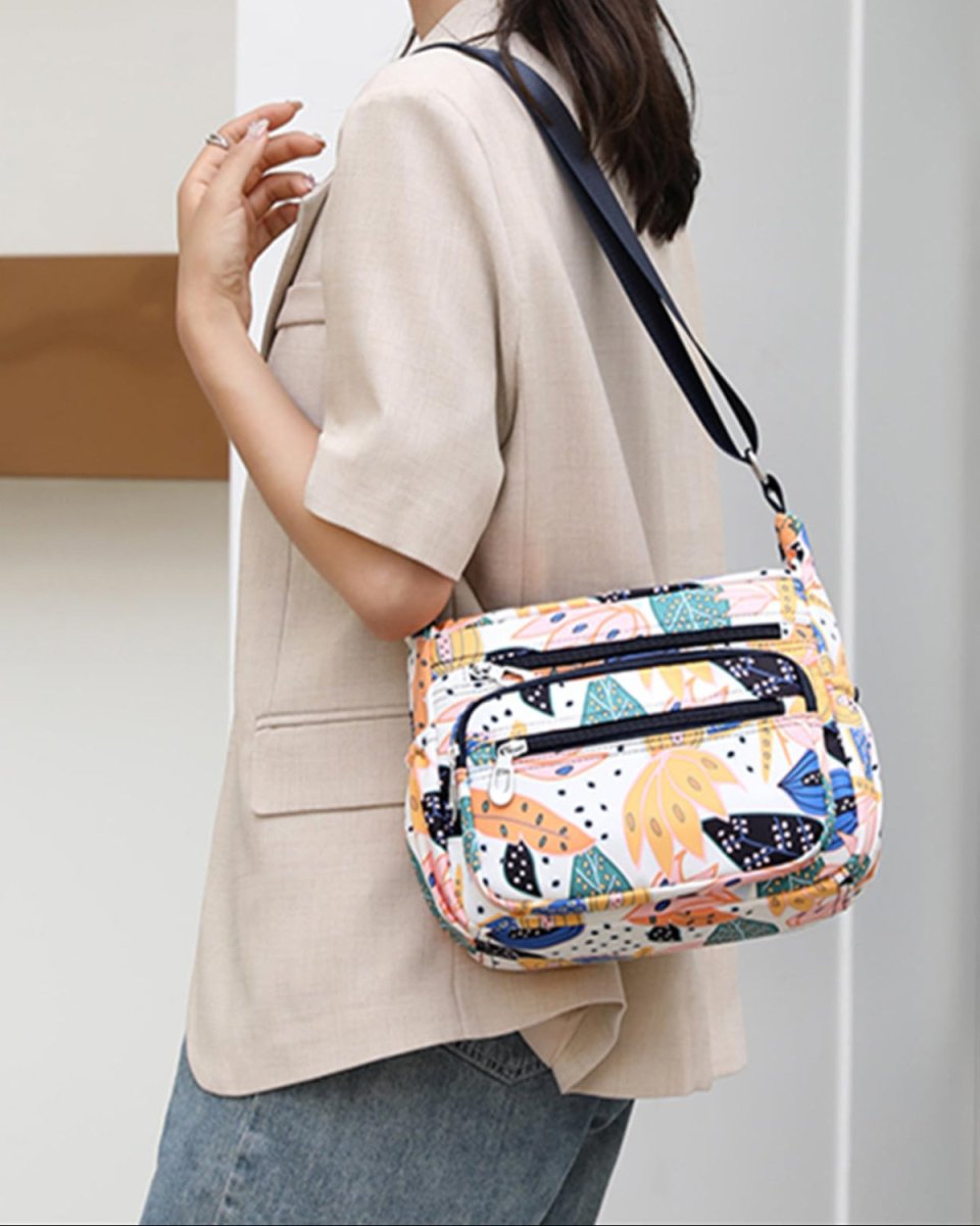 Crossbody Bag Satchel Purse with Multi Zipper Pockets - Lily Bloom